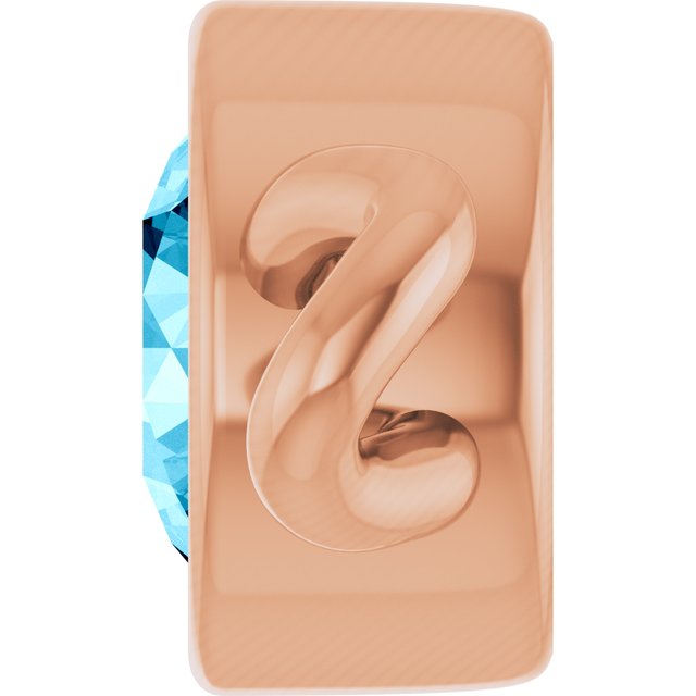 Natural Aquamarine Bezel-Set Link, 4 mm x 7.99 mm
