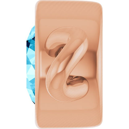 Natural Aquamarine Bezel-Set Link, 4 mm x 7.99 mm