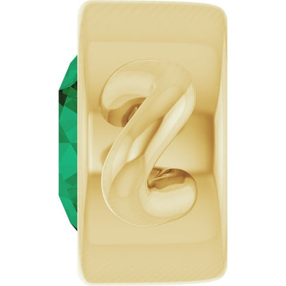 Natural Emerald Bezel-Set Link, 4 mm x 7.99 mm