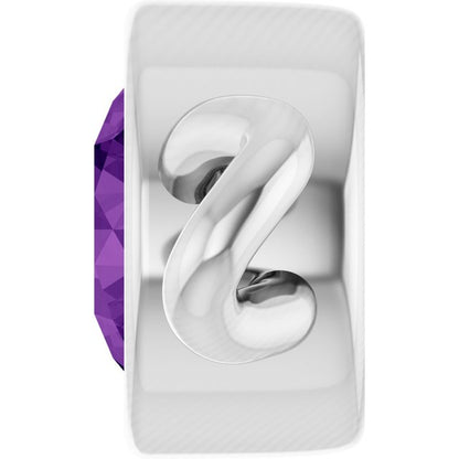 Natural Amethyst Bezel-Set Link, 4 mm x 7.99 mm
