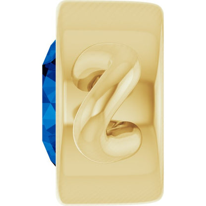 Natural Blue Sapphire Bezel-Set Link, 4 mm x 7.99 mm
