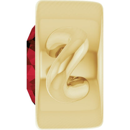 Natural Mozambique Garnet Bezel-Set Link, 4 mm x 7.99 mm
