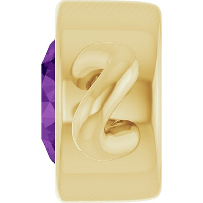 Natural Amethyst Bezel-Set Link, 4 mm x 7.99 mm