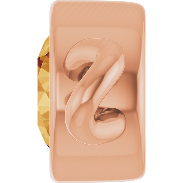 Natural Citrine Bezel-Set Link, 4 mm x 7.99 mm