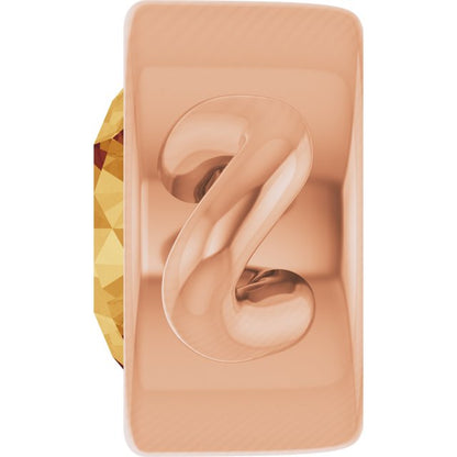 Natural Citrine Bezel-Set Link, 4 mm x 7.99 mm