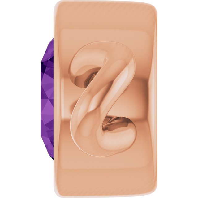 Natural Amethyst Bezel-Set Link, 4 mm x 7.99 mm