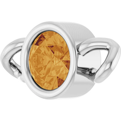 Natural Citrine Bezel-Set Link, 4 mm x 7.99 mm