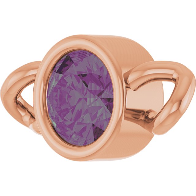 Lab-Grown Alexandrite Bezel-Set Link, 4 mm x 7.99 mm