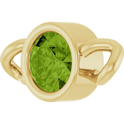 Natural Peridot Bezel-Set Link, 4 mm x 7.99 mm