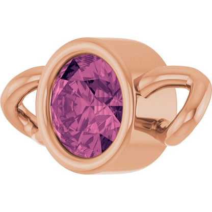 Natural Pink Tourmaline Bezel-Set Link, 4 mm x 7.99 mm
