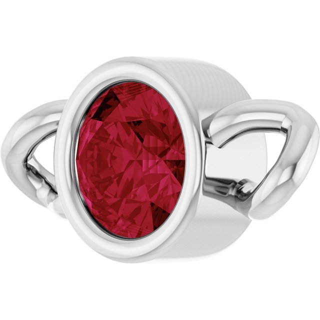 Lab-Grown Ruby Bezel-Set Link, 4 mm x 7.99 mm