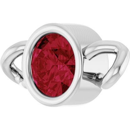 Lab-Grown Ruby Bezel-Set Link, 4 mm x 7.99 mm