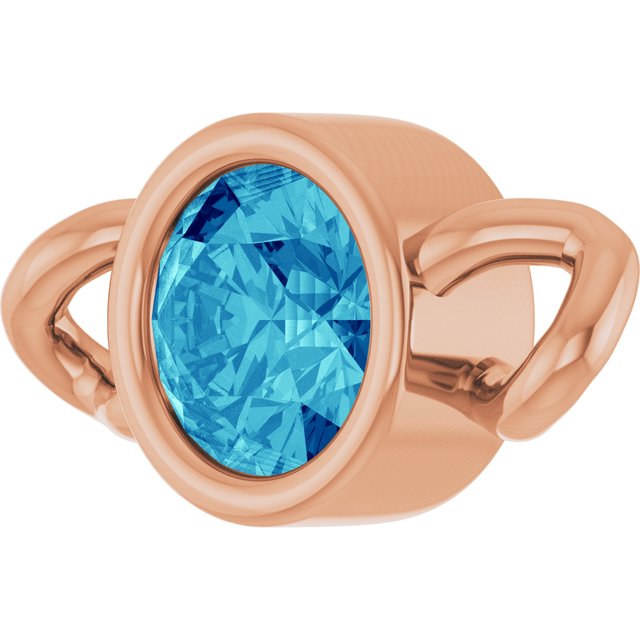 Natural Blue Zircon Bezel-Set Link, 4 mm x 7.99 mm