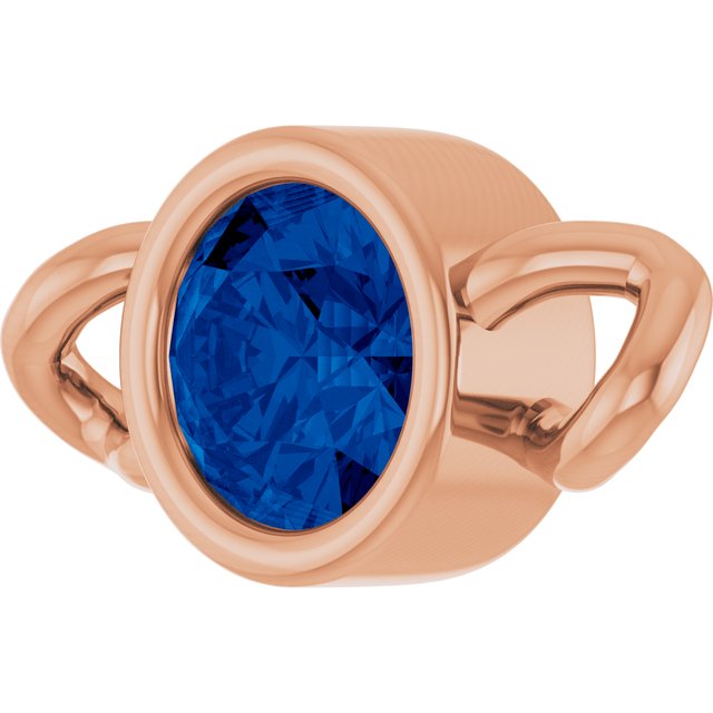 Lab-Grown Blue Sapphire Bezel-Set Link, 4 mm x 7.99 mm