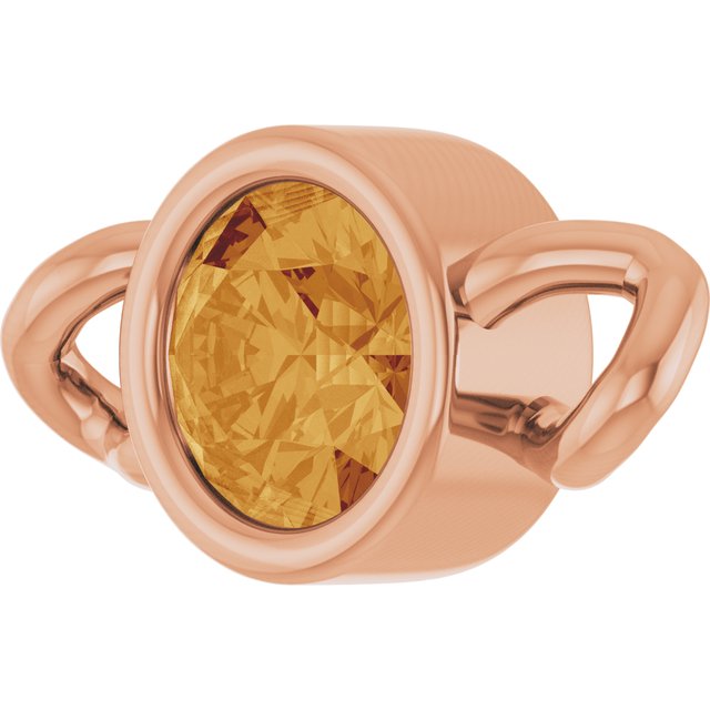 Natural Citrine Bezel-Set Link, 4 mm x 7.99 mm