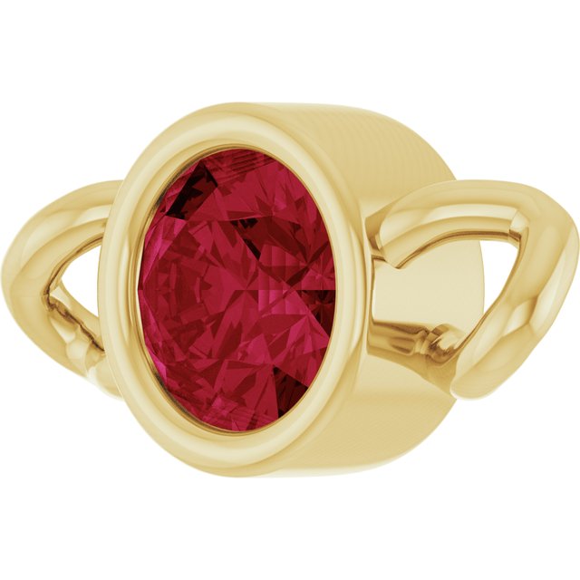 Natural Ruby Bezel-Set Link, 4 mm x 7.99 mm