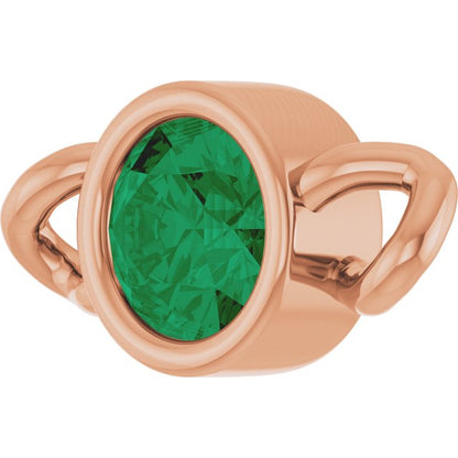 Lab-Grown Emerald Bezel-Set Link, 4 mm x 7.99 mm