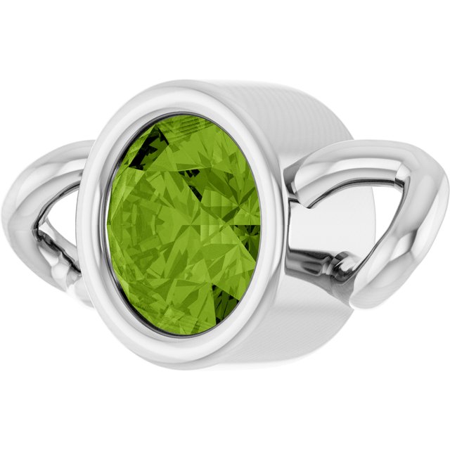 Natural Peridot Bezel-Set Link, 4 mm x 7.99 mm