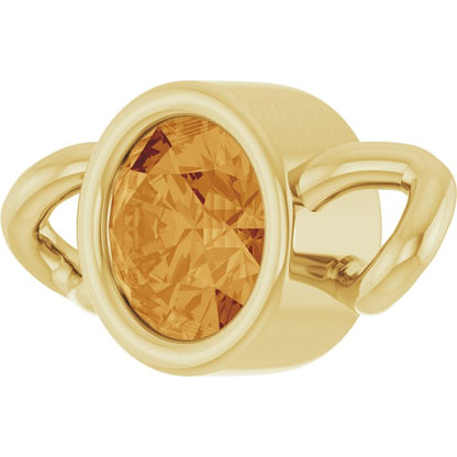 Natural Citrine Bezel-Set Link, 4 mm x 7.99 mm