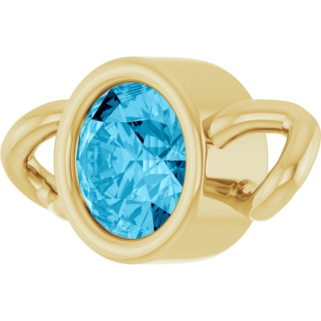 Natural Aquamarine Bezel-Set Link, 4 mm x 7.99 mm