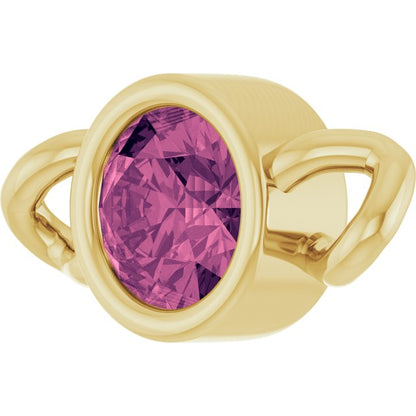 Natural Pink Tourmaline Bezel-Set Link, 4 mm x 7.99 mm