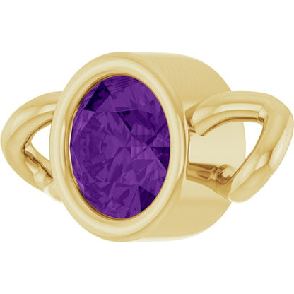 Natural Amethyst Bezel-Set Link, 4 mm x 7.99 mm
