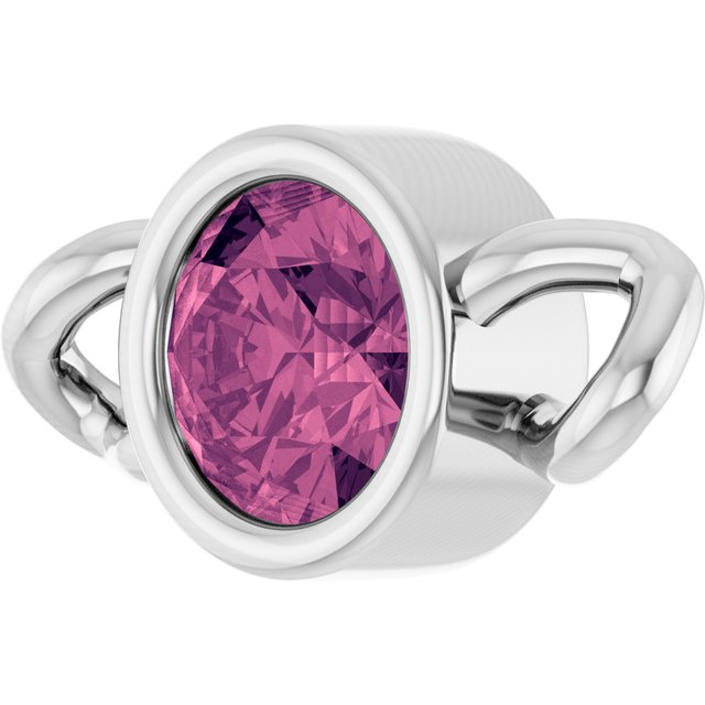 Natural Pink Tourmaline Bezel-Set Link, 4 mm x 7.99 mm