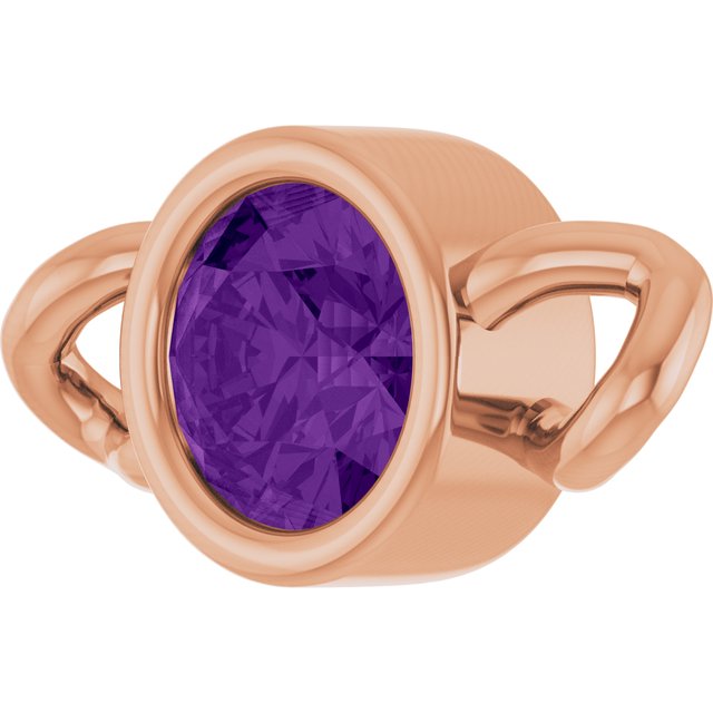 Natural Amethyst Bezel-Set Link, 4 mm x 7.99 mm