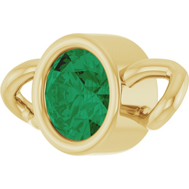Natural Emerald Bezel-Set Link, 4 mm x 7.99 mm