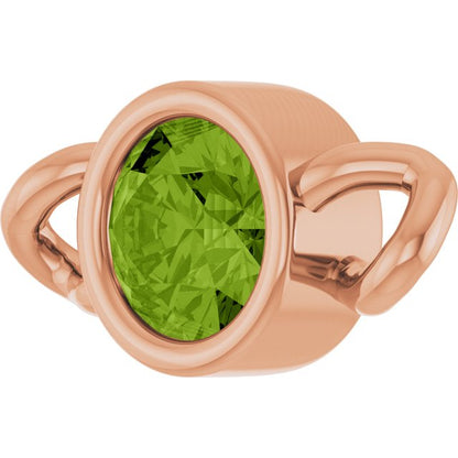Natural Peridot Bezel-Set Link, 4 mm x 7.99 mm
