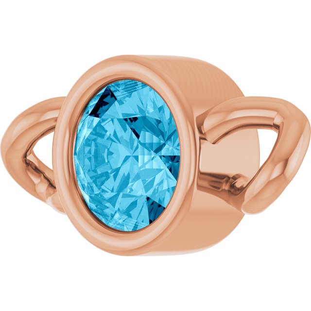 Natural Aquamarine Bezel-Set Link, 4 mm x 7.99 mm