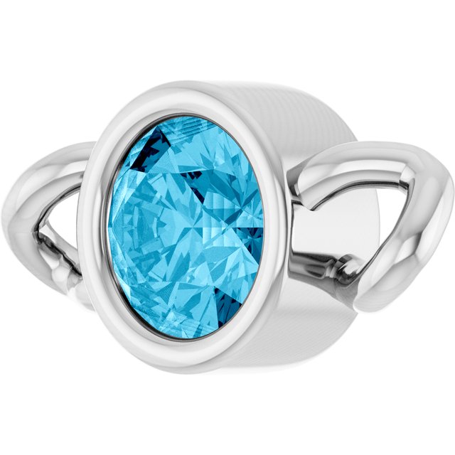 Natural Aquamarine Bezel-Set Link, 4 mm x 7.99 mm