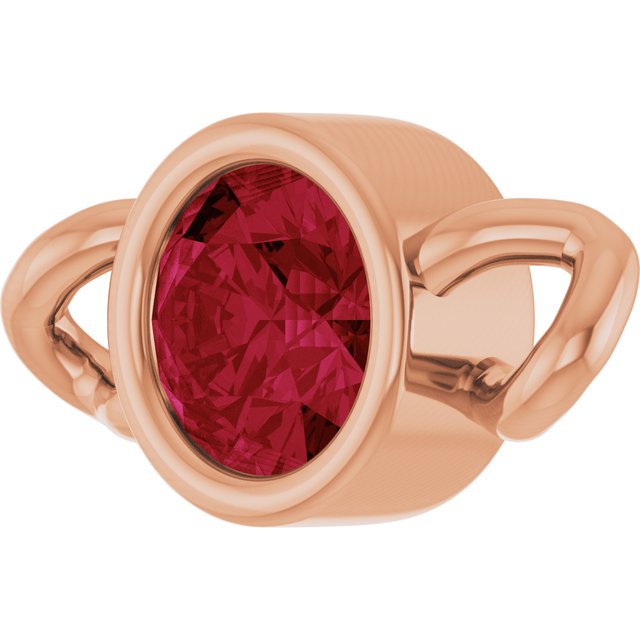 Lab-Grown Ruby Bezel-Set Link, 4 mm x 7.99 mm