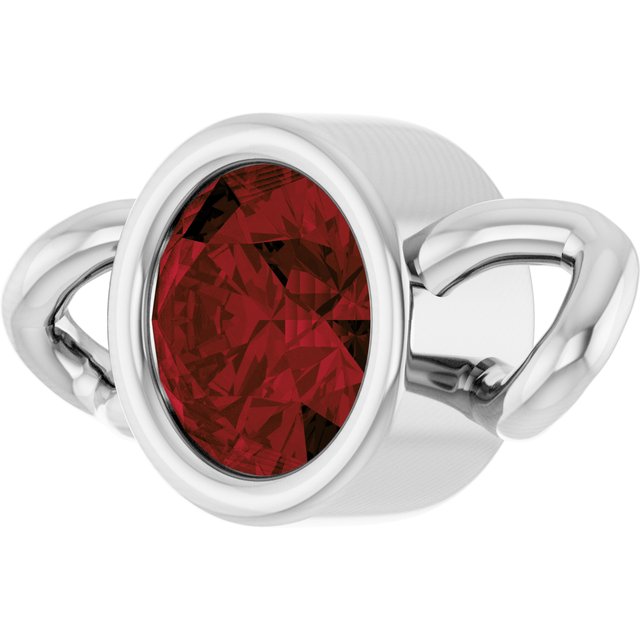 Natural Mozambique Garnet Bezel-Set Link, 4 mm x 7.99 mm