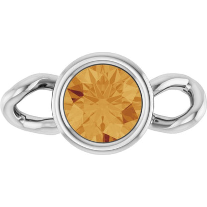 Natural Citrine Bezel-Set Link, 4 mm x 7.99 mm