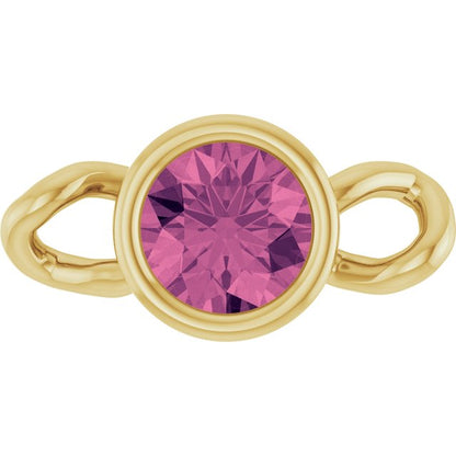 Natural Pink Tourmaline Bezel-Set Link, 4 mm x 7.99 mm