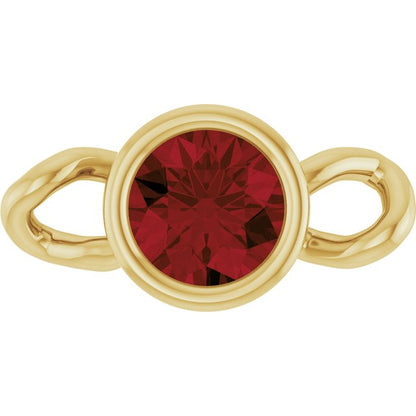 Natural Mozambique Garnet Bezel-Set Link, 4 mm x 7.99 mm