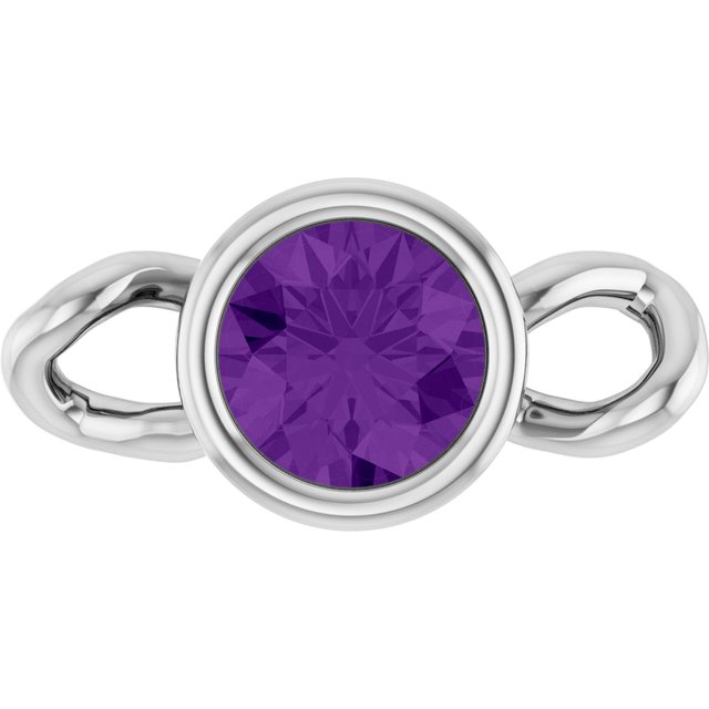 Natural Amethyst Bezel-Set Link, 4 mm x 7.99 mm