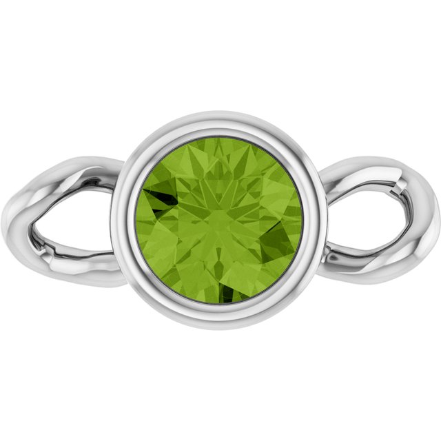 Natural Peridot Bezel-Set Link, 4 mm x 7.99 mm