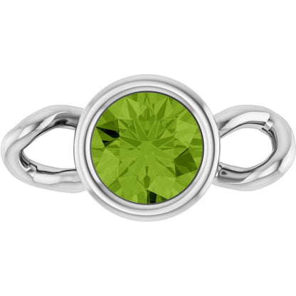 Natural Peridot Bezel-Set Link, 4 mm x 7.99 mm