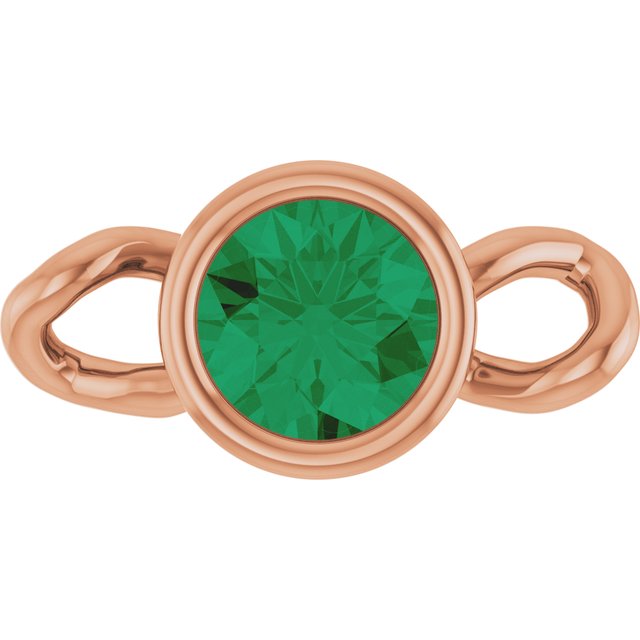Lab-Grown Emerald Bezel-Set Link, 4 mm x 7.99 mm