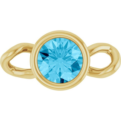 Natural Aquamarine Bezel-Set Link, 4 mm x 7.99 mm