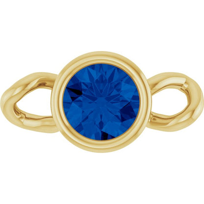 Lab-Grown Blue Sapphire Bezel-Set Link, 4 mm x 7.99 mm