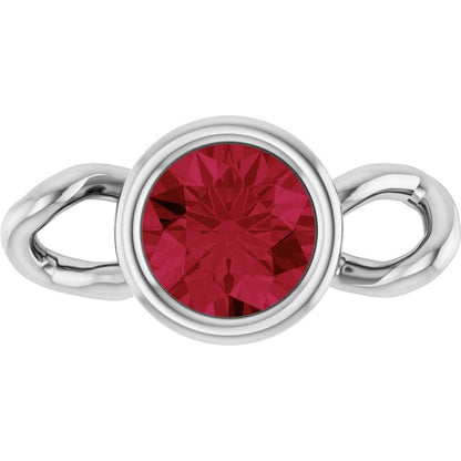 Natural Ruby Bezel-Set Link, 4 mm x 7.99 mm
