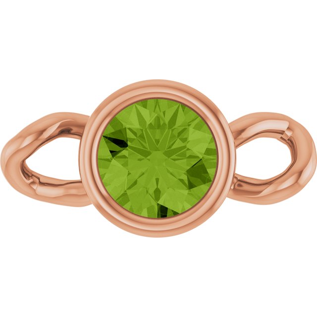 Natural Peridot Bezel-Set Link, 4 mm x 7.99 mm
