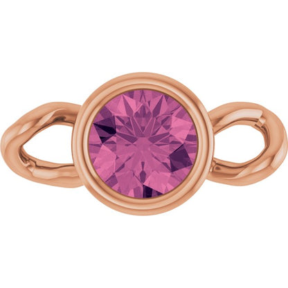 Natural Pink Tourmaline Bezel-Set Link, 4 mm x 7.99 mm