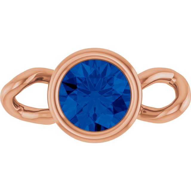 Lab-Grown Blue Sapphire Bezel-Set Link, 4 mm x 7.99 mm