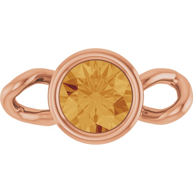 Natural Citrine Bezel-Set Link, 4 mm x 7.99 mm
