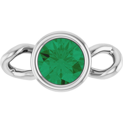 Natural Emerald Bezel-Set Link, 4 mm x 7.99 mm