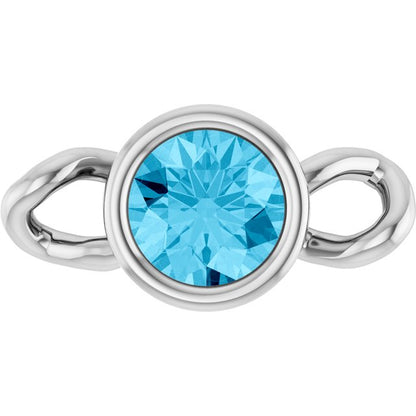 Natural Aquamarine Bezel-Set Link, 4 mm x 7.99 mm